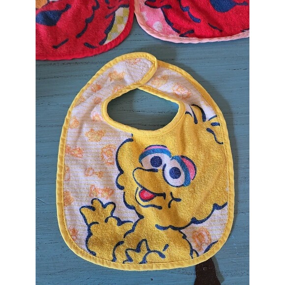 Sesame Street Terry Bibs - Baby Elmo, Big Bird Loop Closure 7.5 W × 9 L, Infant - Picture 4 of 13